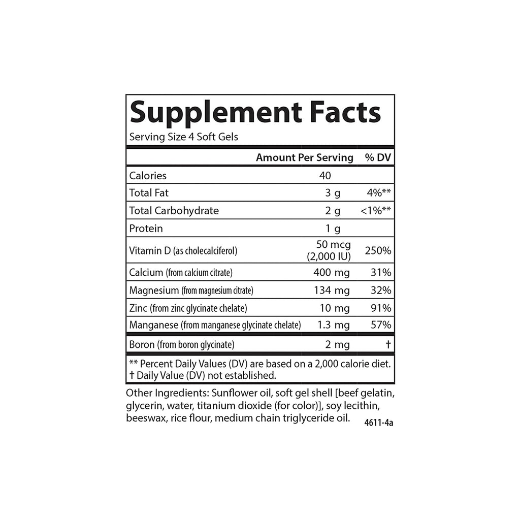 Carlson Nutra-Support Bone, Calcium, Magnesium, 100 Softgels