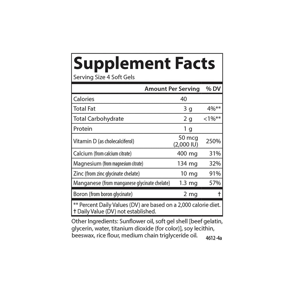 Carlson Nutra-Support Bone, Calcium, Magnesium, 180 Softgels