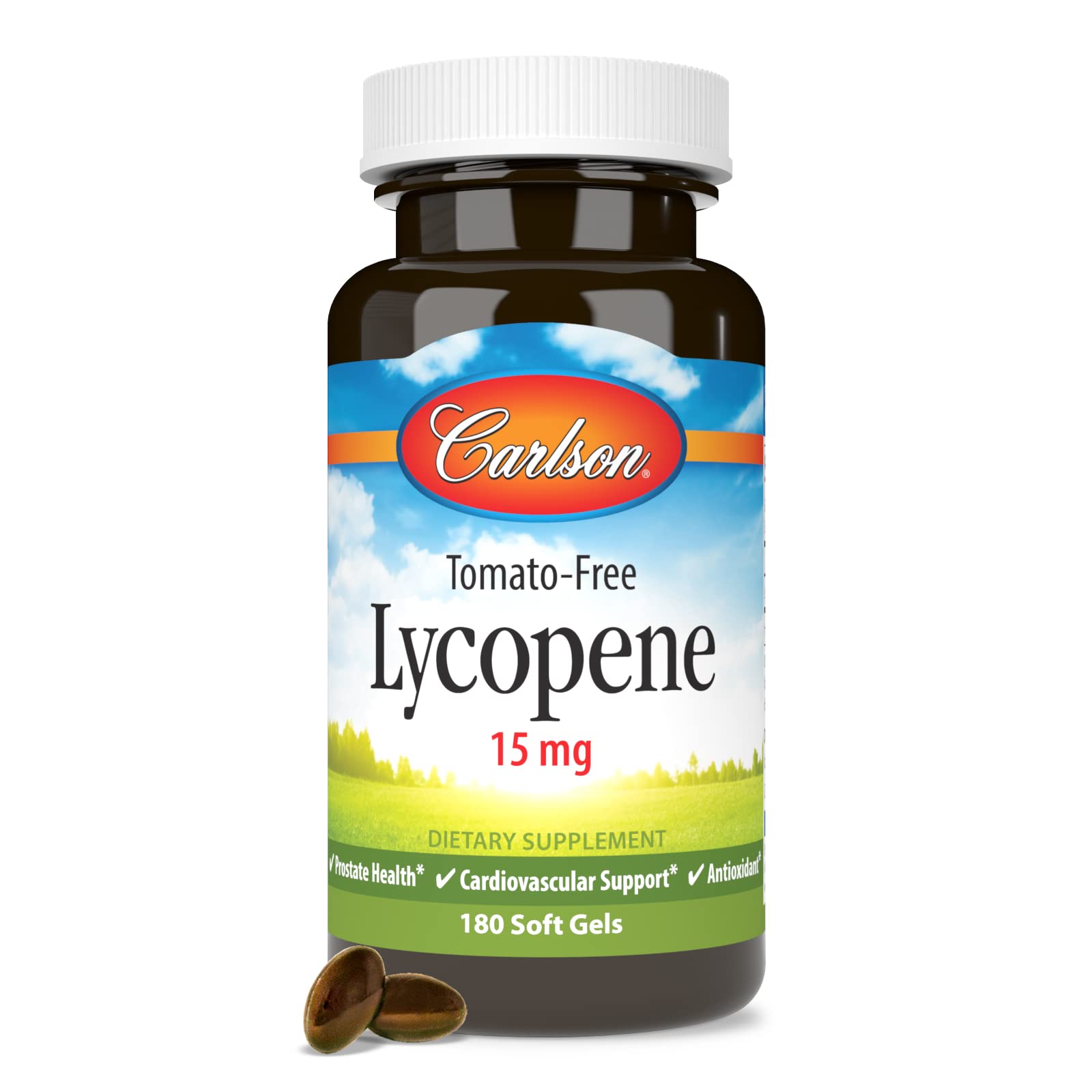 Carlson Lycopene, 15 mg, Tomato-Free, Prostate Health, 180 Softgels