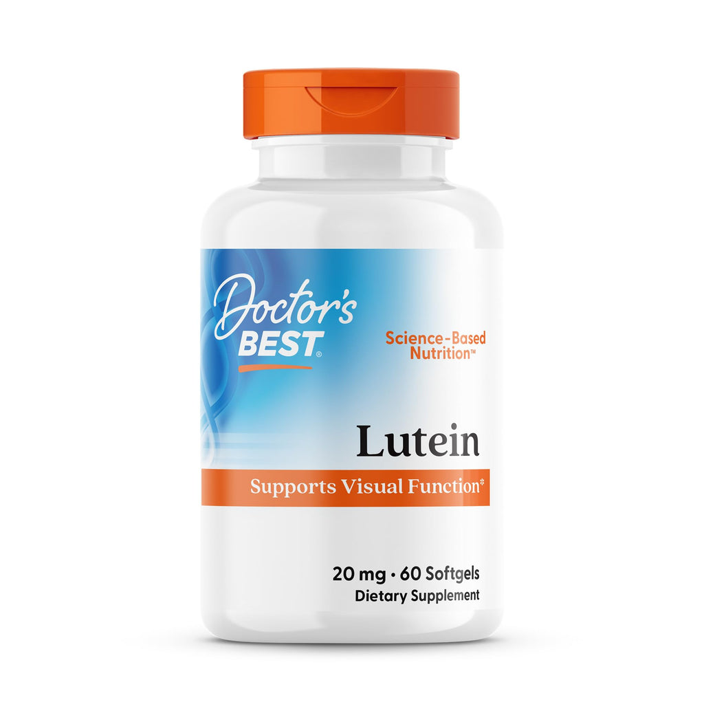 Doctor's Best Lutein Supplement 20mg with Zeaxanthin 1mg - Lutein for Eyes, Eye Health Vitamins for Men & Women, Vision and Macular Health Support Capsules, Marigold Flower Extract - 60 Softgels