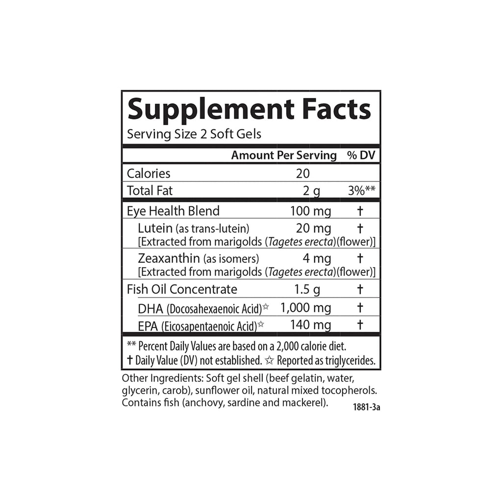 Carlson Super DHA Plus Lutein, 1000 mg, DHA, 20 mg Lutein, 60 Softgels