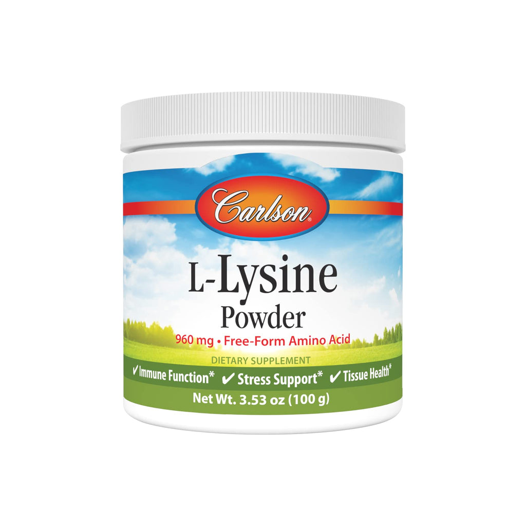 Carlson L-Lysine Powder, 960 mg, Free-Form Amino Acid, 3.53 oz (100 g)
