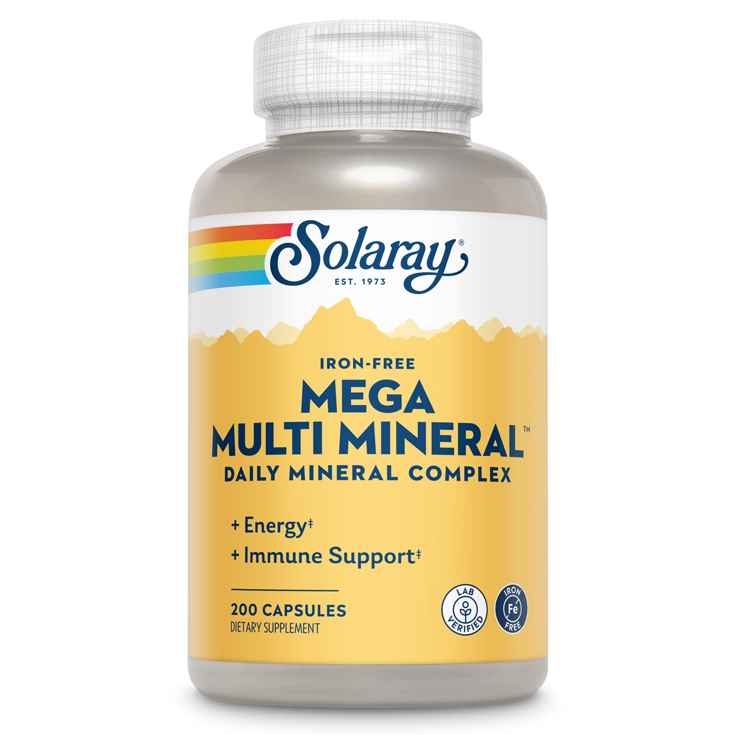 SOLARAY Mega Multi Mineral Iron Free (200 Capsules, 50 Servings)