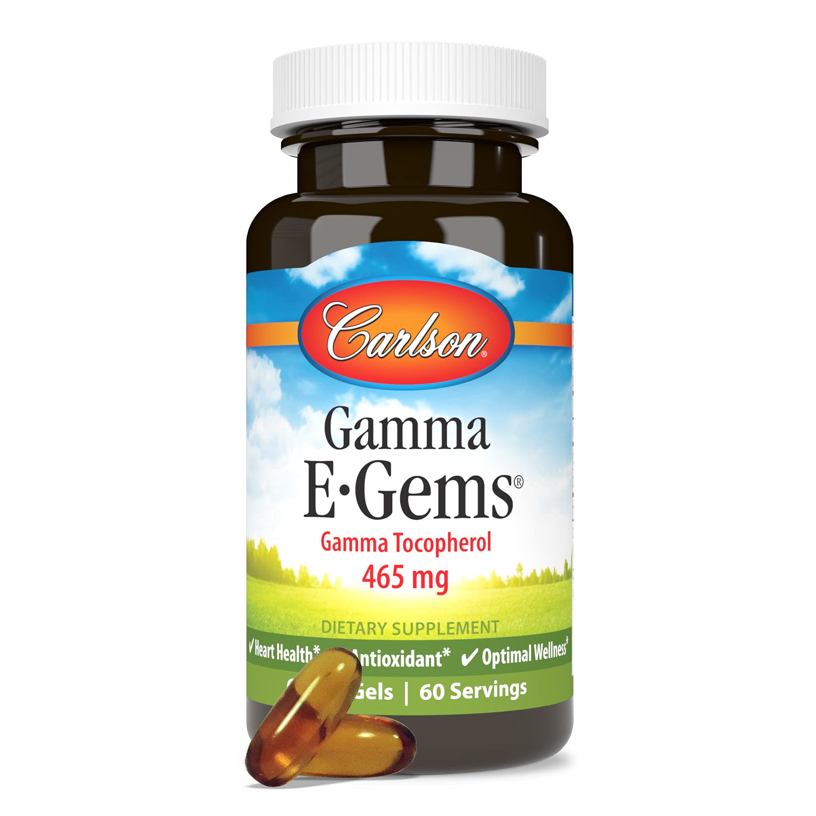 Carlson Gamma E-Gems, 465 mg, Gamma Tocopherol, 600 Softgels