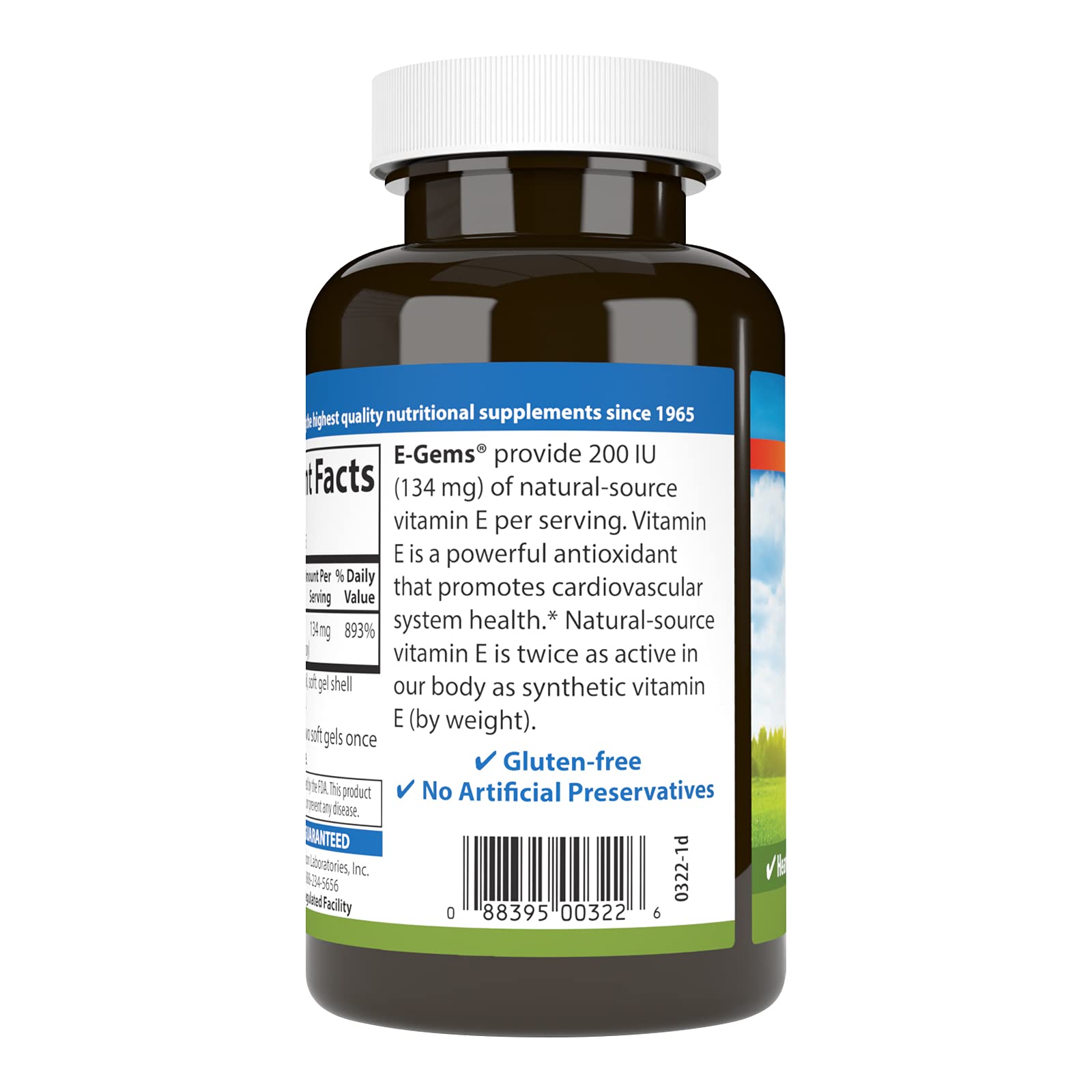 Carlson E-Gems 200 IU (134 mg), Natural-Source Vitamin E, 250 Soft Gels