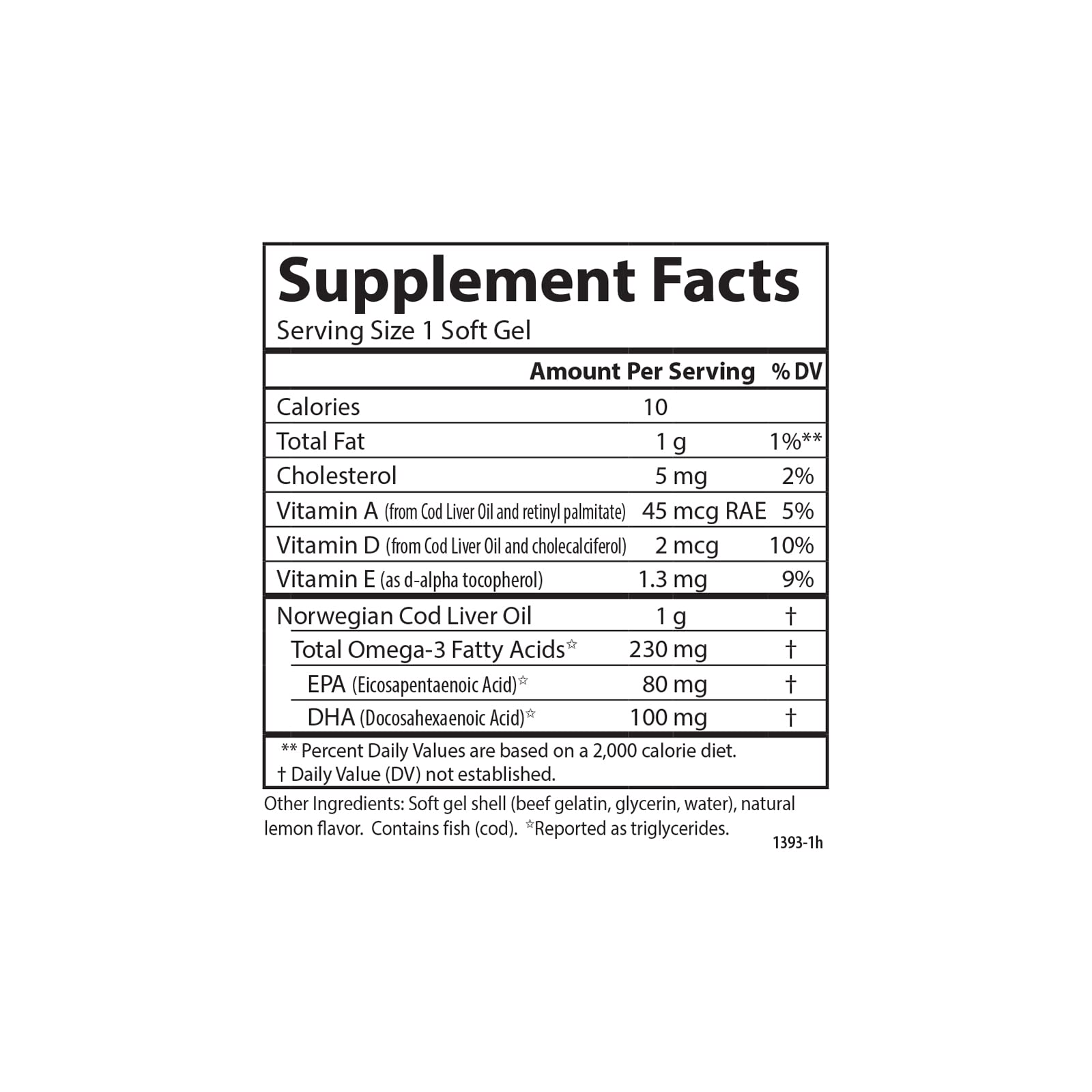 Carlson Cod Liver Oil Gems, Low Vitamin A, 230 mg Omega-3s, 300 Softgels