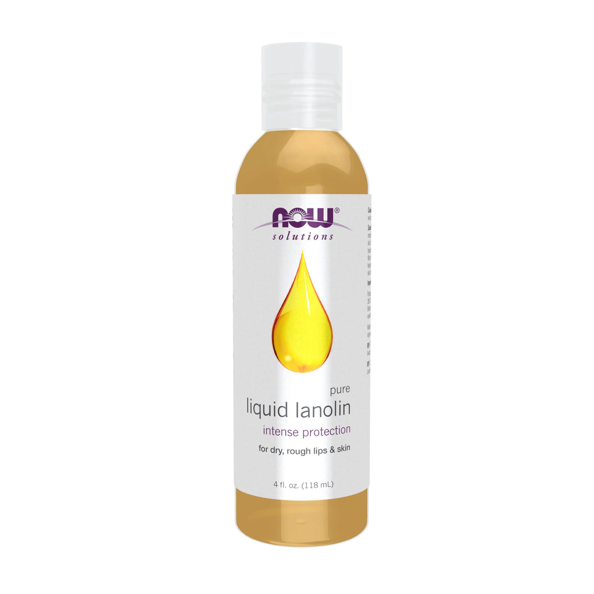 NOW Solutions, Liquid Lanolin, For Dry Rough Lips and Skin, 4 fl. oz