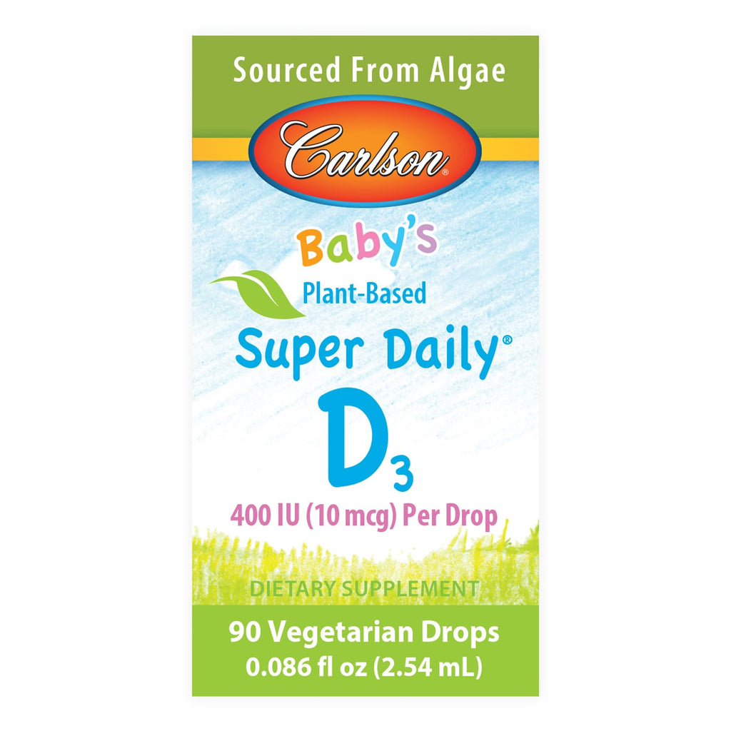 Carlson Baby's Plant-Based Super Daily D3, Unflavored, 90 Drops (2.54 mL)
