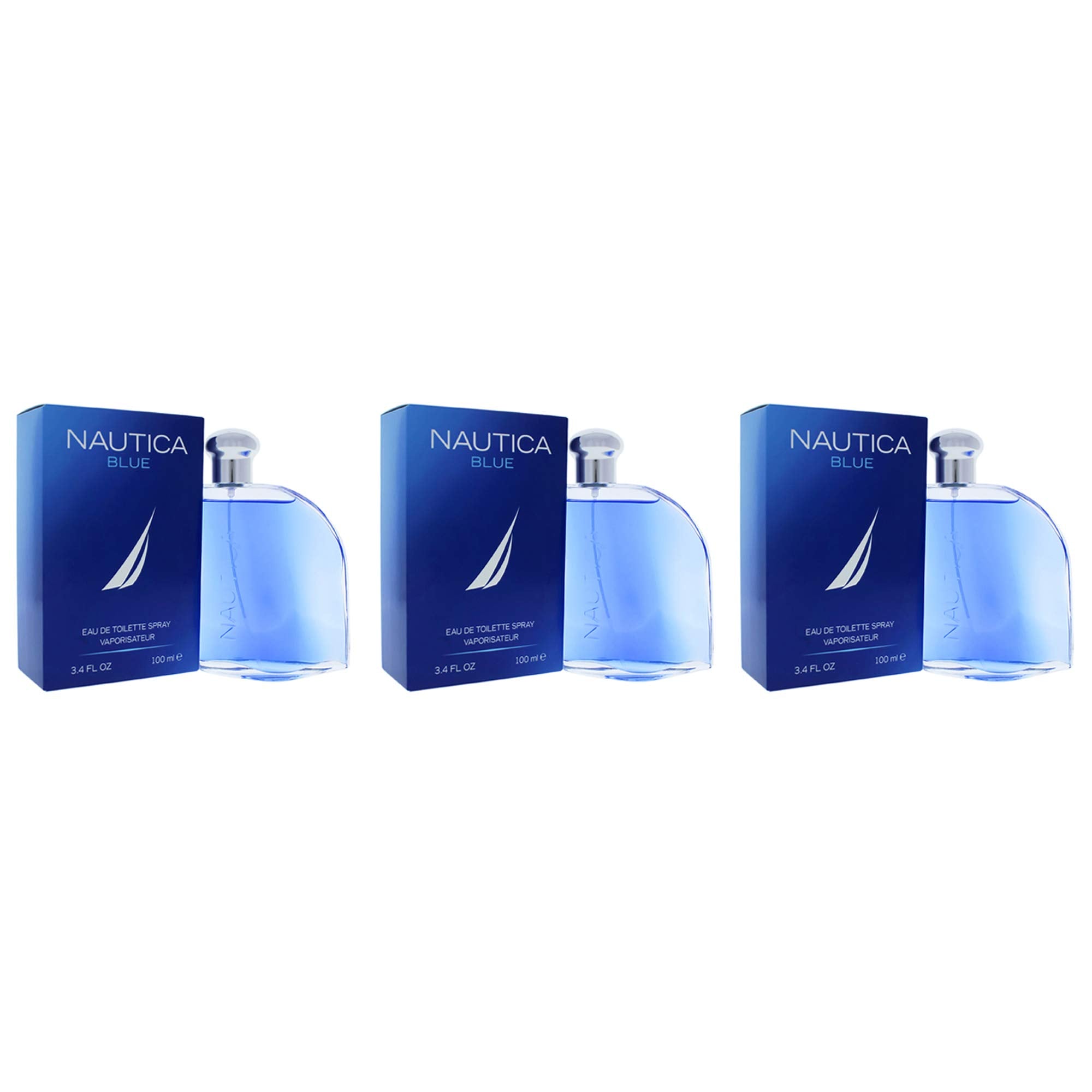 Nautica Blue by Nautica for Men - 3.4 oz EDT Spray - (Pack of 3)