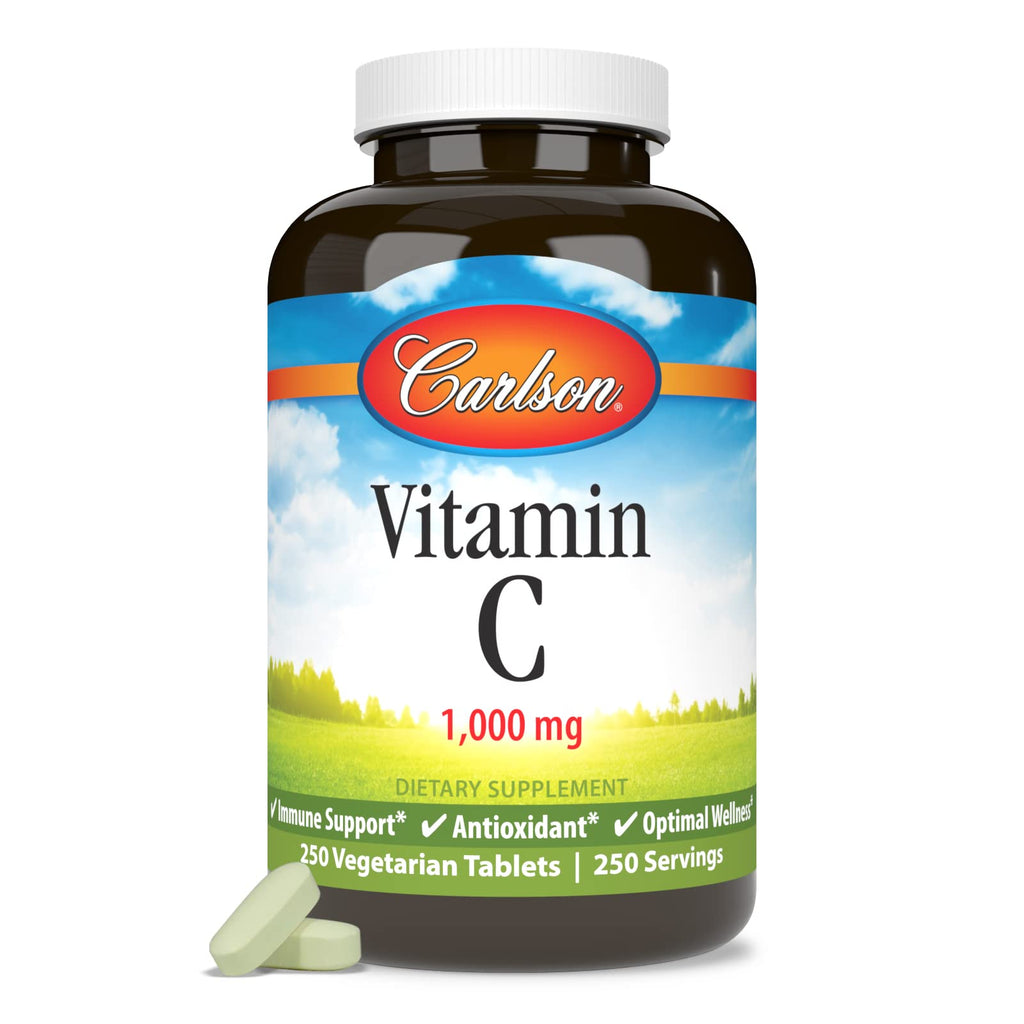 Carlson Vitamin C 1,000 mg (1 g), Pure Vitamin C, 250 Tablets