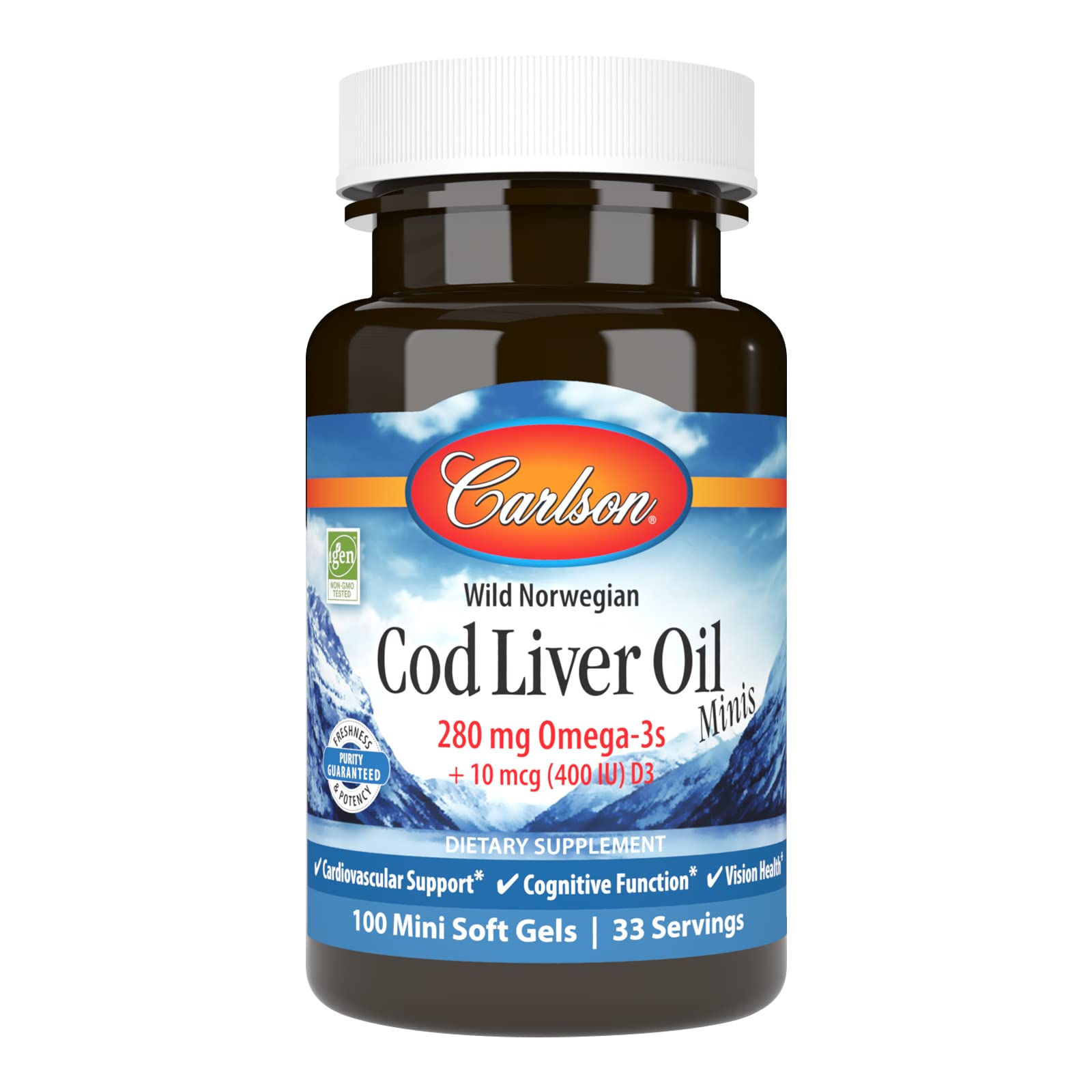 Carlson Cod Liver Oil Minis, 280 mg, from Norway, 100 Mini Softgels