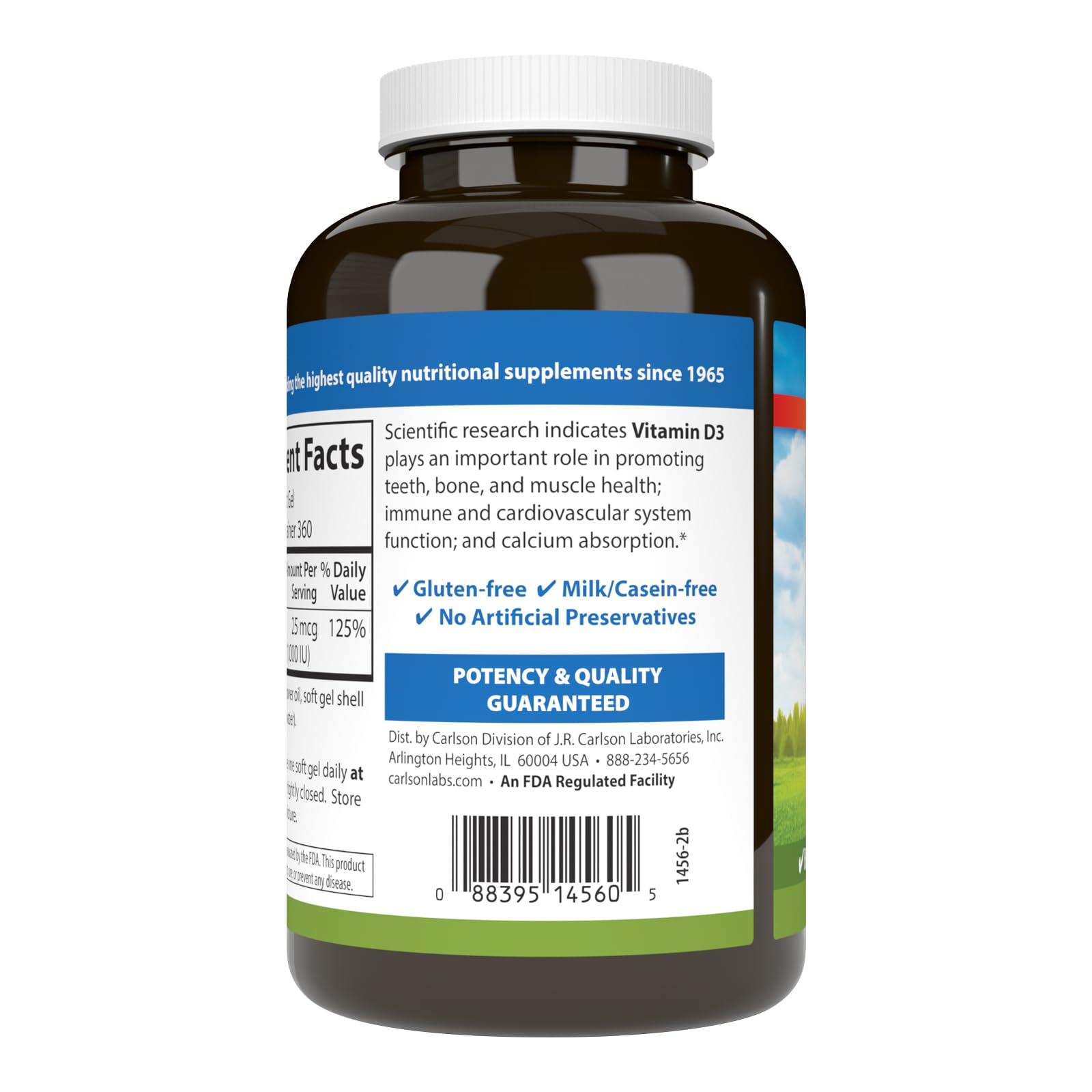 Carlson Vitamin D3, 1000 IU (25 mcg), Bone Health, 360 Softgels