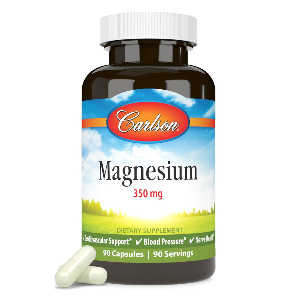 Carlson Magnesium, 350 mg, Circulation Support, Nerve Health, 90 Capsules
