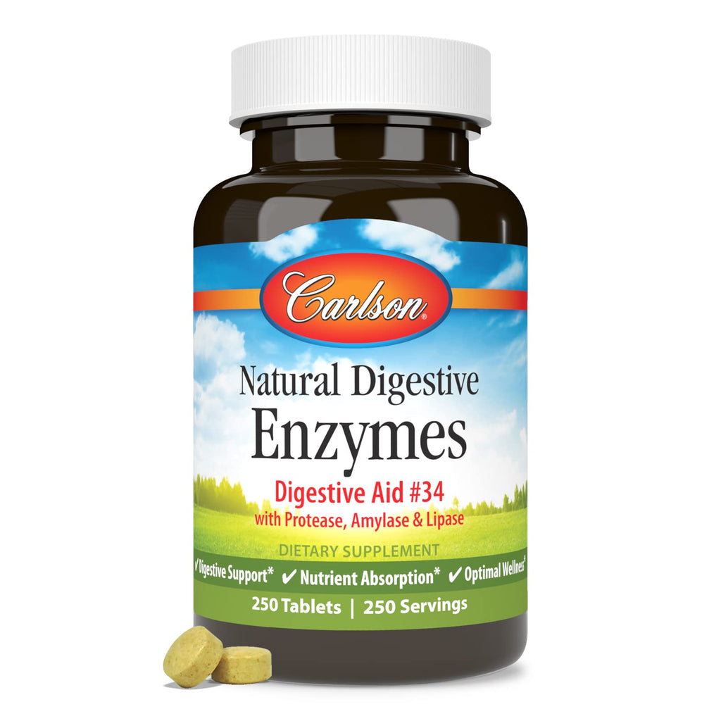 Carlson Natural Digestive Enzymes, Amylase & Lipase, 250 Tablets