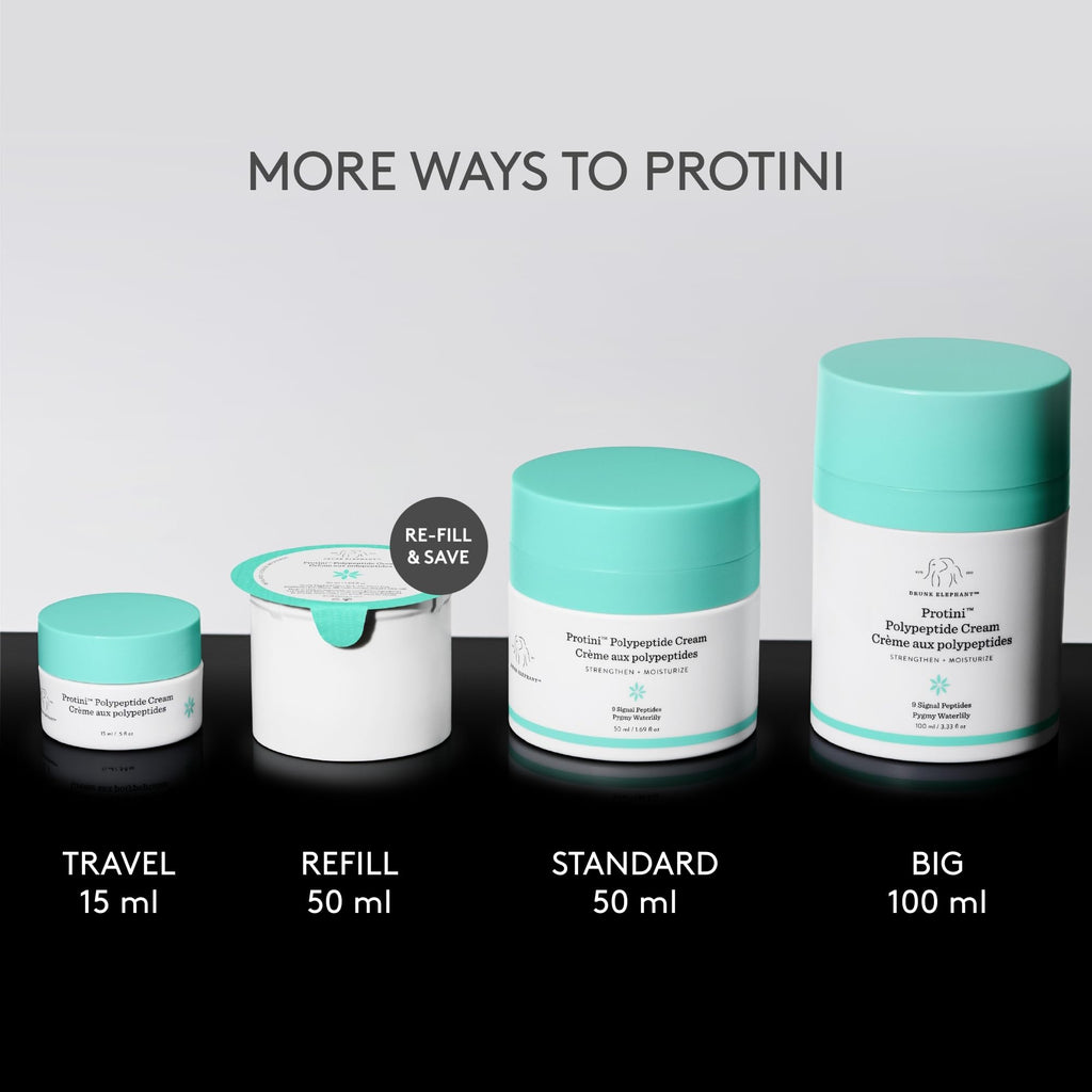 Drunk Elephant Protini Polypeptide Cream - 15 ml/.5 fl oz - Firming Moisturizer - Clean Clinical Skincare - Cruelty-Free - Dermatologist-Tested - Free of Essential Oils, Silicones, and Fragrance