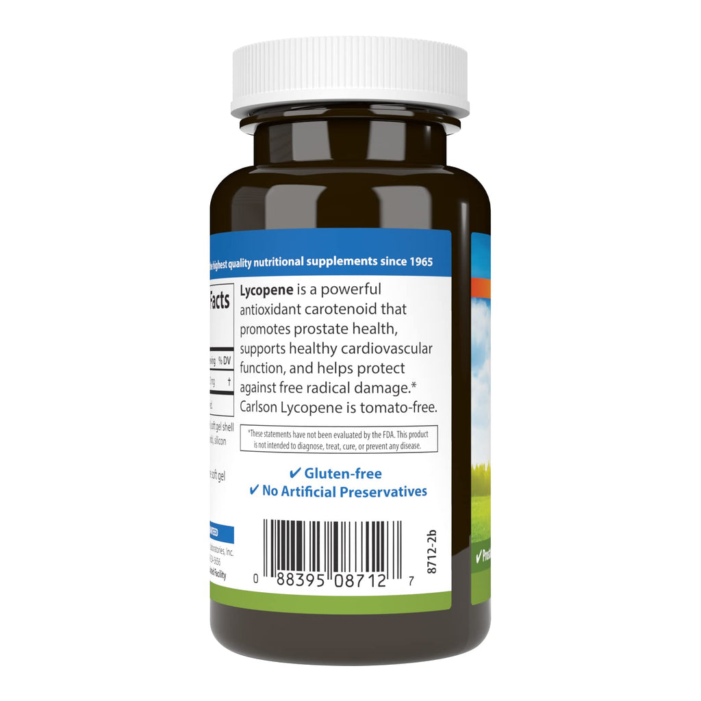 Carlson Lycopene, 15 mg, Tomato-Free, Prostate Health, 180 Softgels