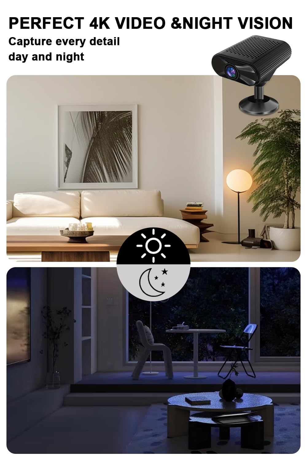Mini Camera - 4K HD Wireless Small Camera - Tiny Indoor Security Cameras with Night Vision & Motion Detection, APP Control Nanny Cam for Home, Office, Baby, Pet, Miniguard Cam ( 2.4G & 5GHz WiFi )