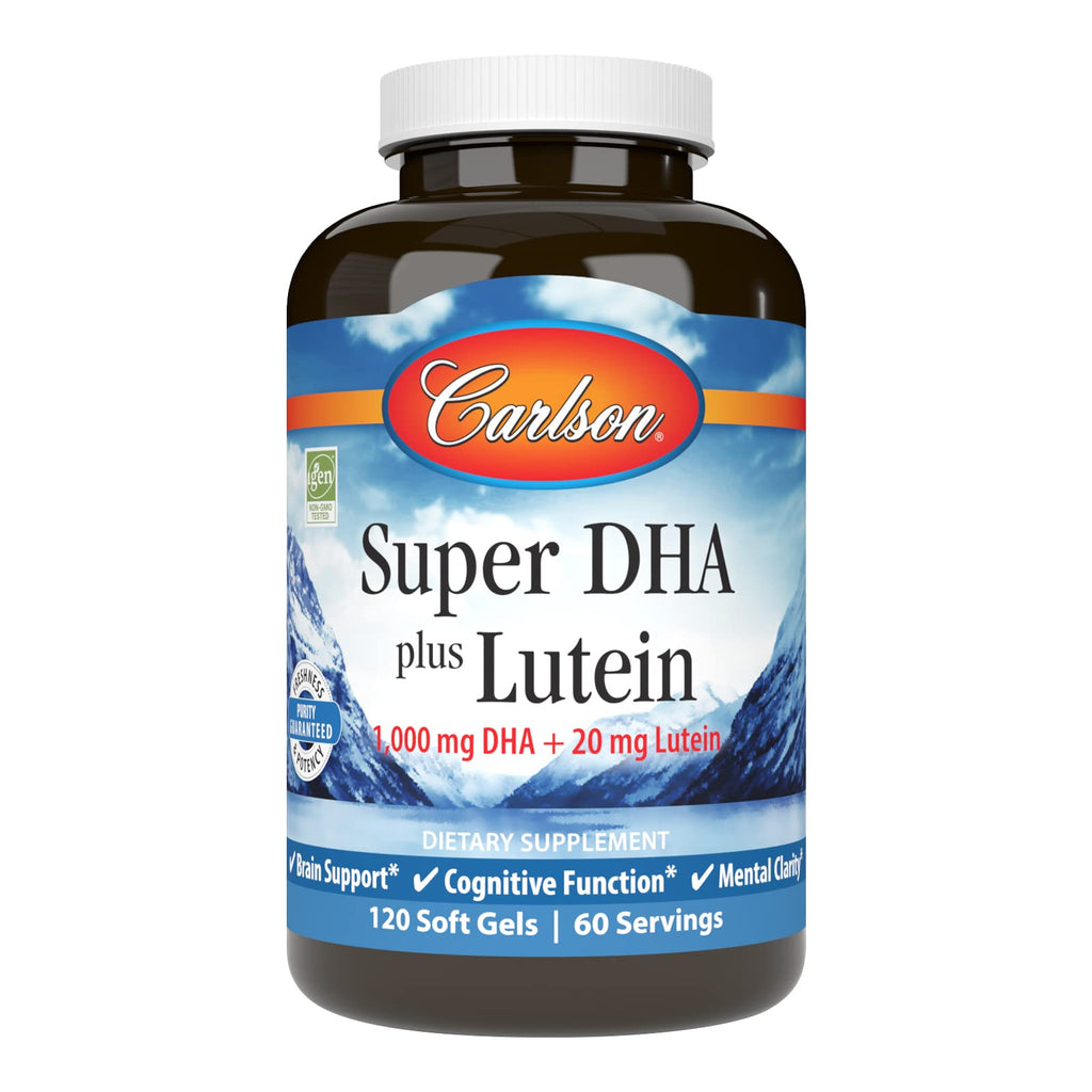 Carlson Super DHA Plus Lutein, 1000 mg, DHA, 20 mg Lutein, 120 Softgels