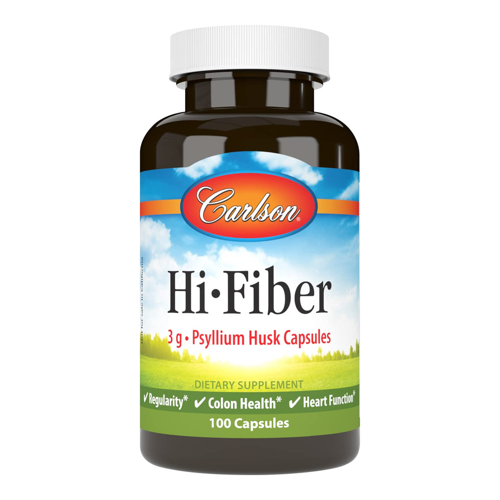 Carlson Hi-Fiber, 3 g, Psyllium Husk Capsules, Regularity, 100 Capsules