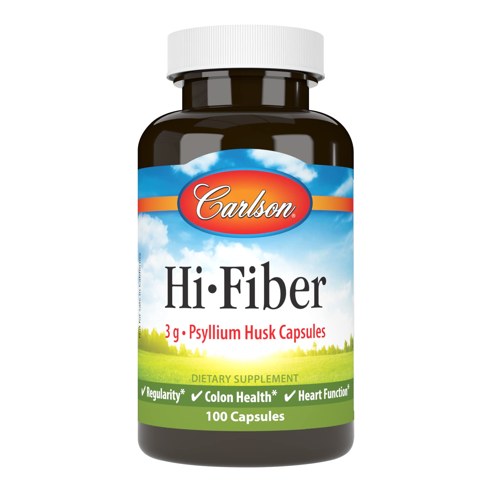 Carlson Hi-Fiber, 3 g, Psyllium Husk Capsules, Regularity, 100 Capsules