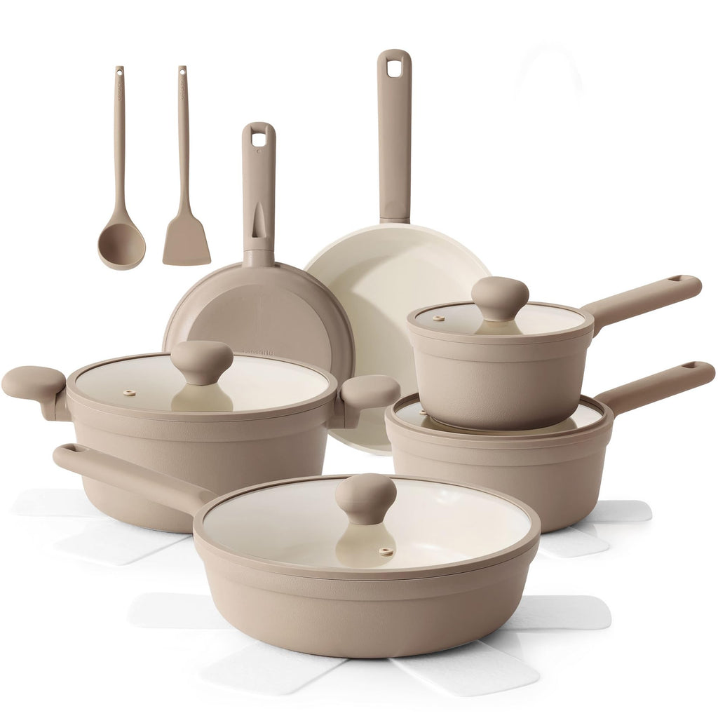 SENSARTE Ceramic Nonstick Pots and Pans Set, Nontoxic Cookware Set 17pcs