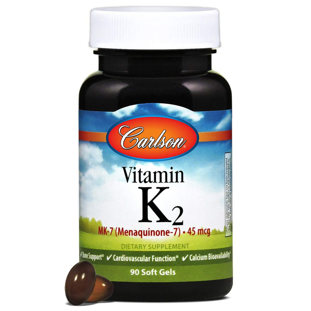 Carlson Vitamin K2 MK-7 (Menaquinone), 45 mcg, Bone Support, 90 Softgels