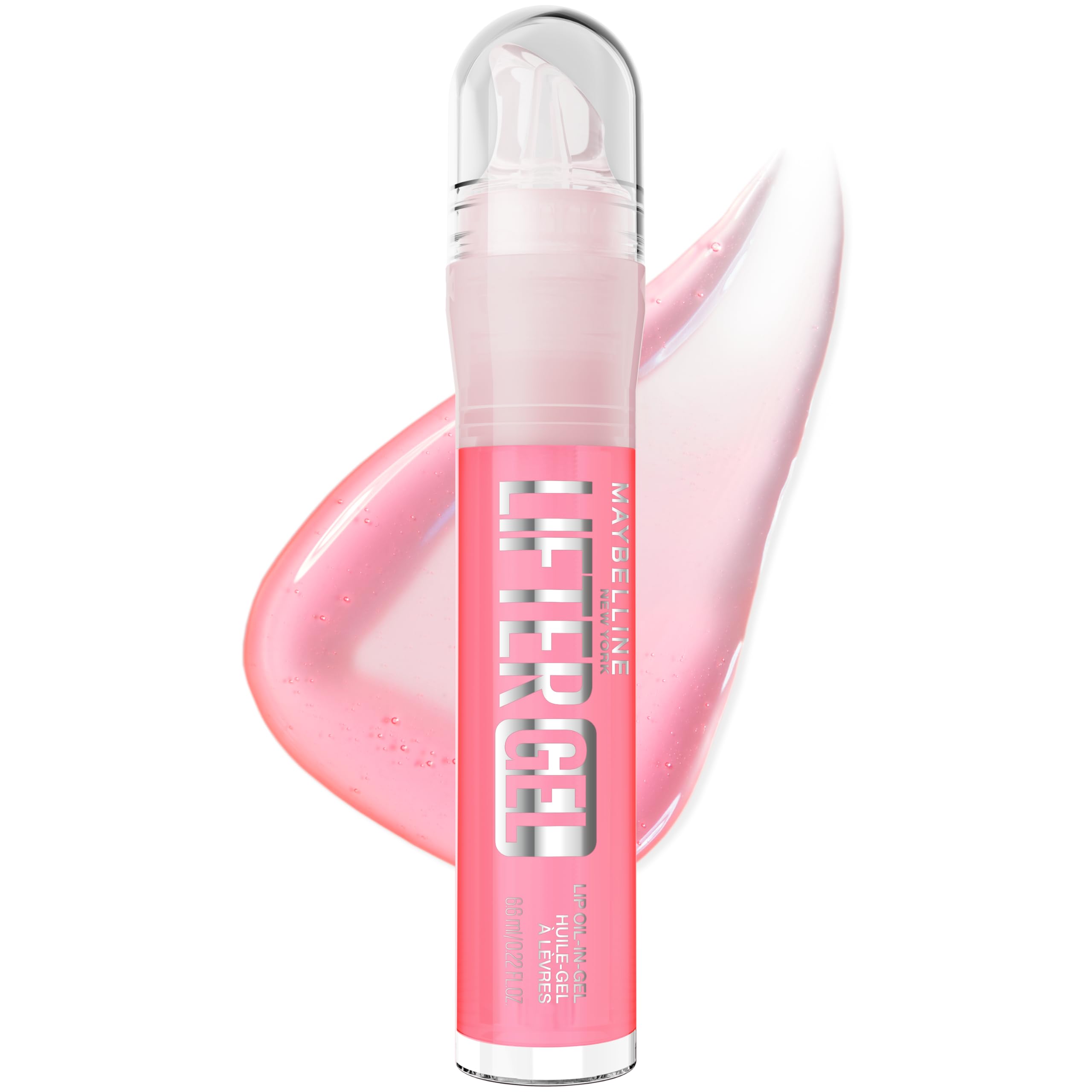 MAYBELLINE Lifter Oil-in-Gel Lip Gloss for Glassy, Bouncy Shine, Hydrating, Tinted Lip Balm and Moisturizer with Hyaluronic Acid and Passionfruit Oil, Sugar Spritz (Sheer Hot Pink)