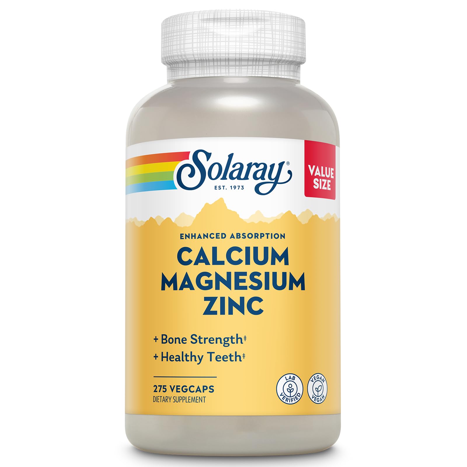 SOLARAY Calcium Magnesium Zinc, 275 VegCaps