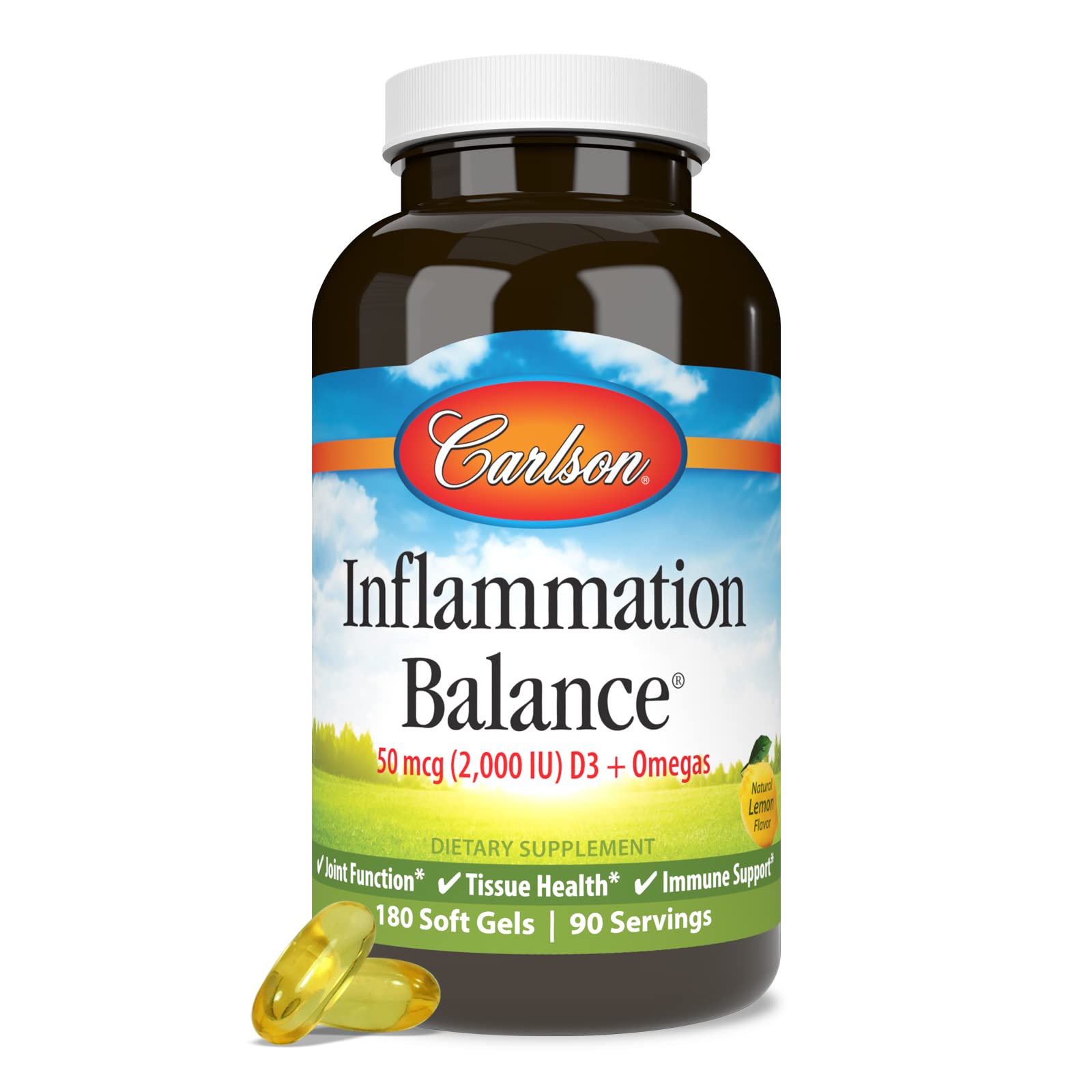 Carlson Inflammation Balance, with D3, From Norway, 180 Softgels