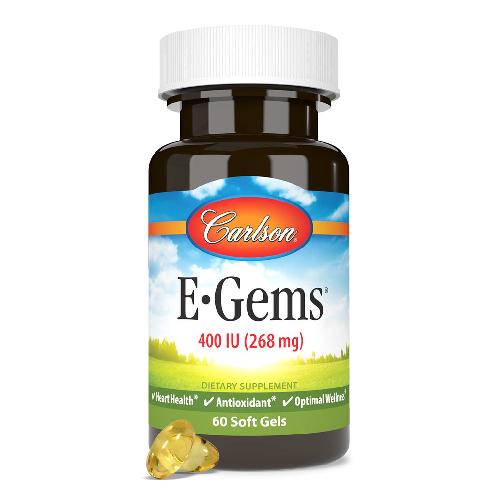 Carlson E-Gems 400 IU (268 mg), Natural-Source Vitamin E, 60 Soft Gels