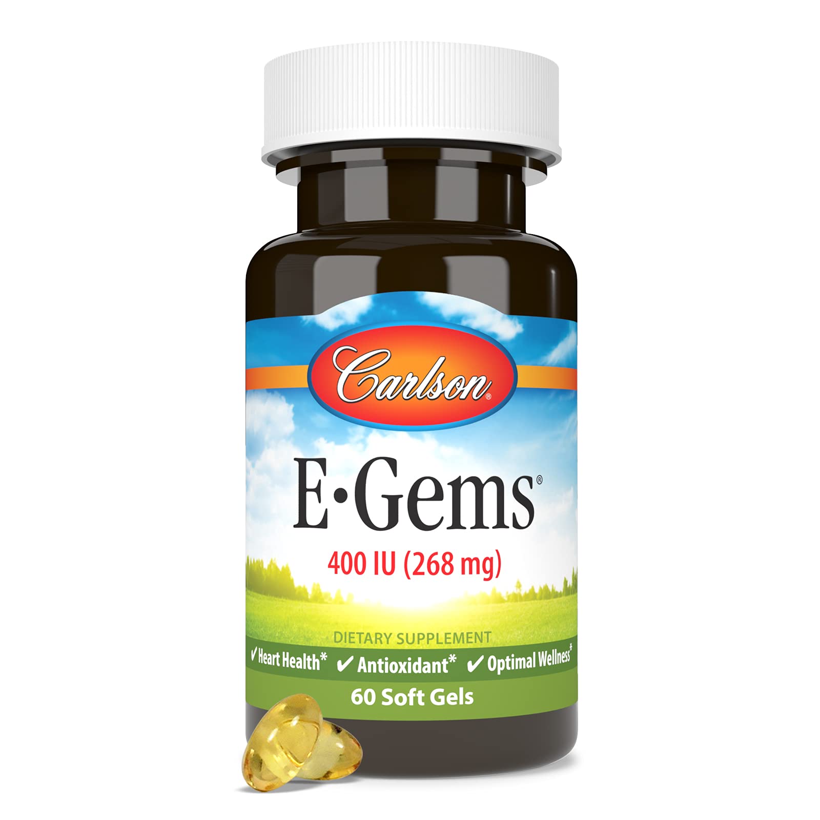 Carlson E-Gems 400 IU (268 mg), Natural-Source Vitamin E, 60 Soft Gels