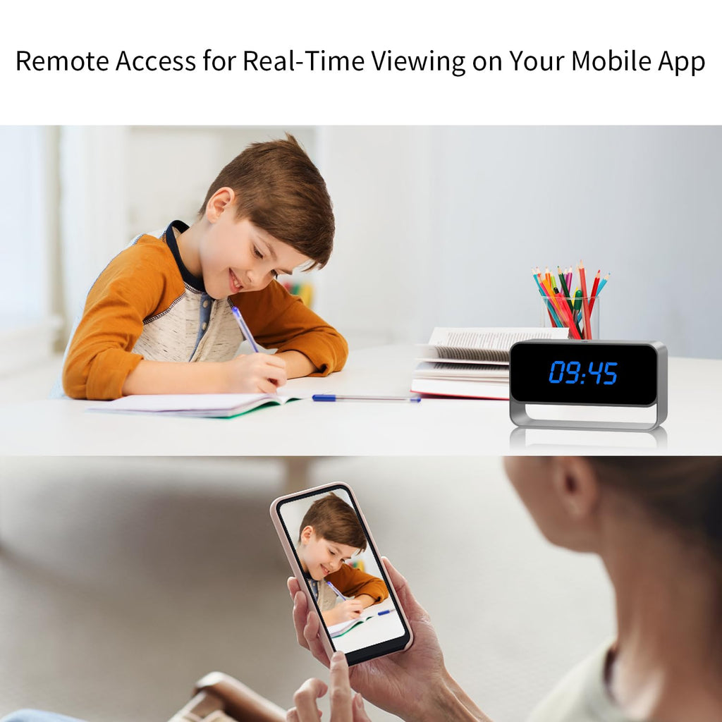 HiSpyCam Mini Wireless Security Camera with Clock Display - Full HD 1080P - WiFi Nanny Cam for Home Use - Strong Night Vision - Cloud/Local Storage