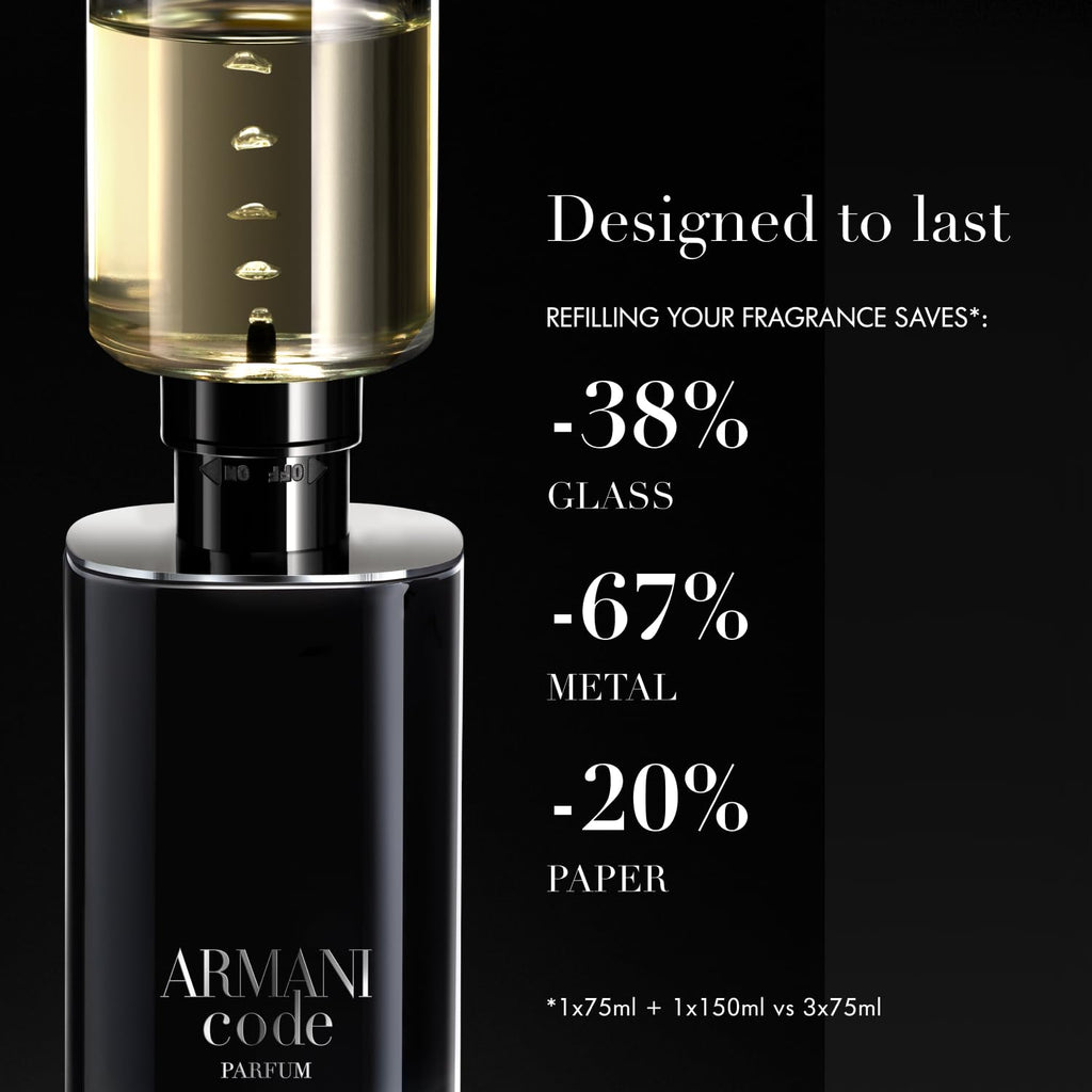 Armani Beauty – Code – Parfum – Cologne for Men – Fresh & Aromatic Men’s Fragrance – Bergamot, Clary Sage, Tonka Bean Notes - 2.5 Fl Oz