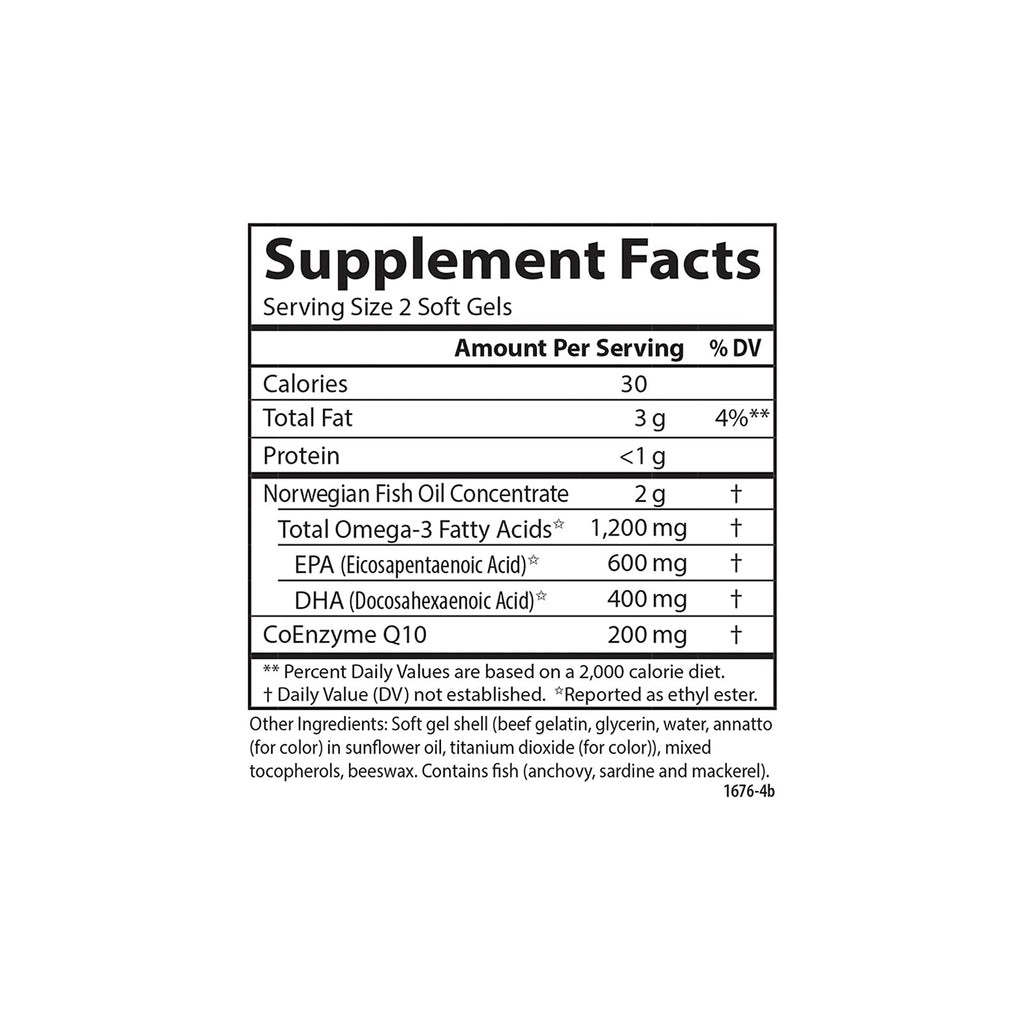 Carlson Fish Oil Q, 1200 mg, Omega-3s, 200 mg CoQ10, 120 Softgels