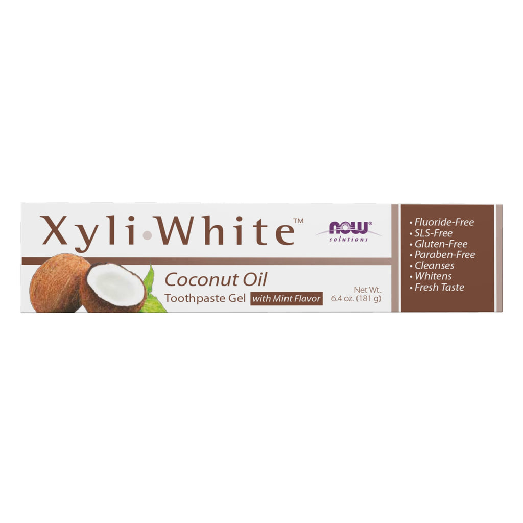 NOW Foods Solutions, Xyliwhite™ Toothpaste Gel, Coconut Oil, Cleanses and Whitens, Cool Coconut-Mint Taste, 6.4-Ounce