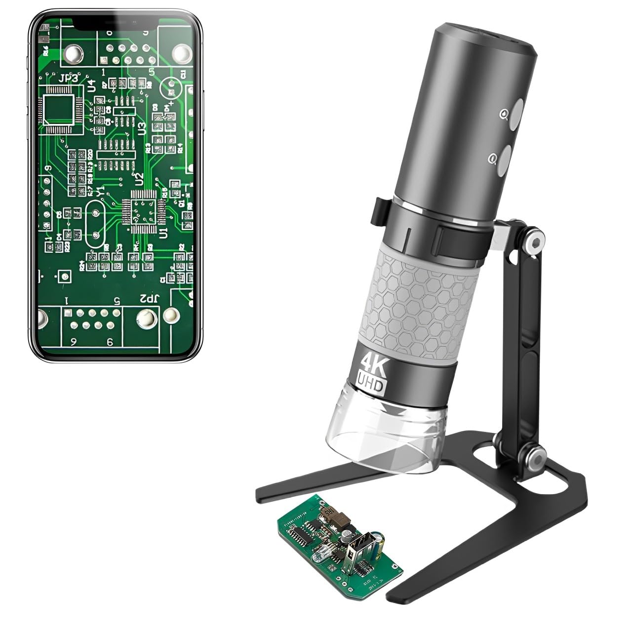 Jiusion 4K 50-1000x WiFi USB Digital Handheld Microscope with Metal Stand