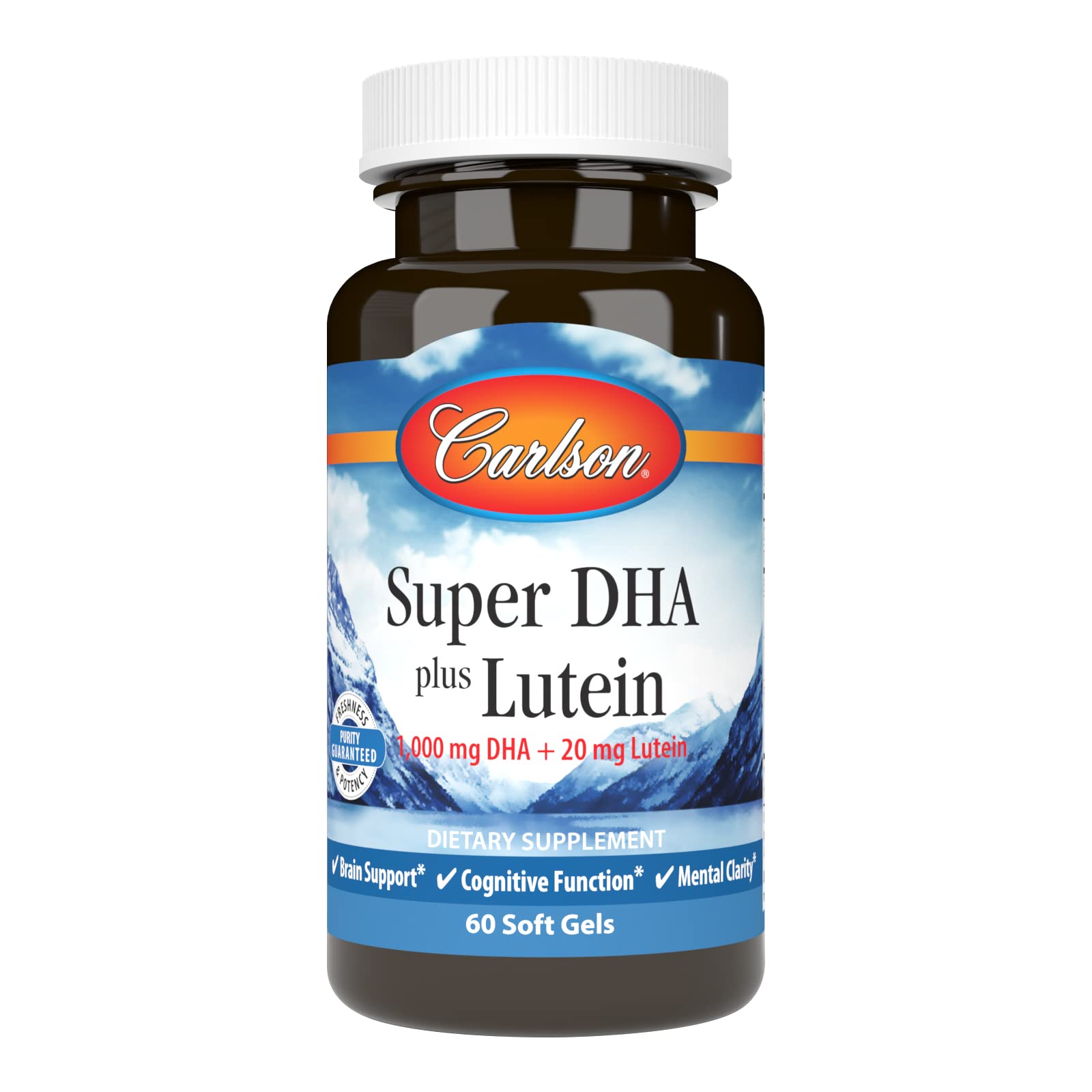 Carlson Super DHA Plus Lutein, 1000 mg, DHA, 20 mg Lutein, 60 Softgels