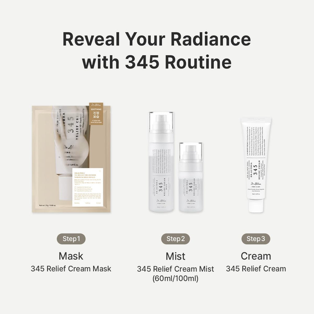 Dr.Althea 345 Relief Cream & Mist Duo, Korean Vegan Skin Care Set