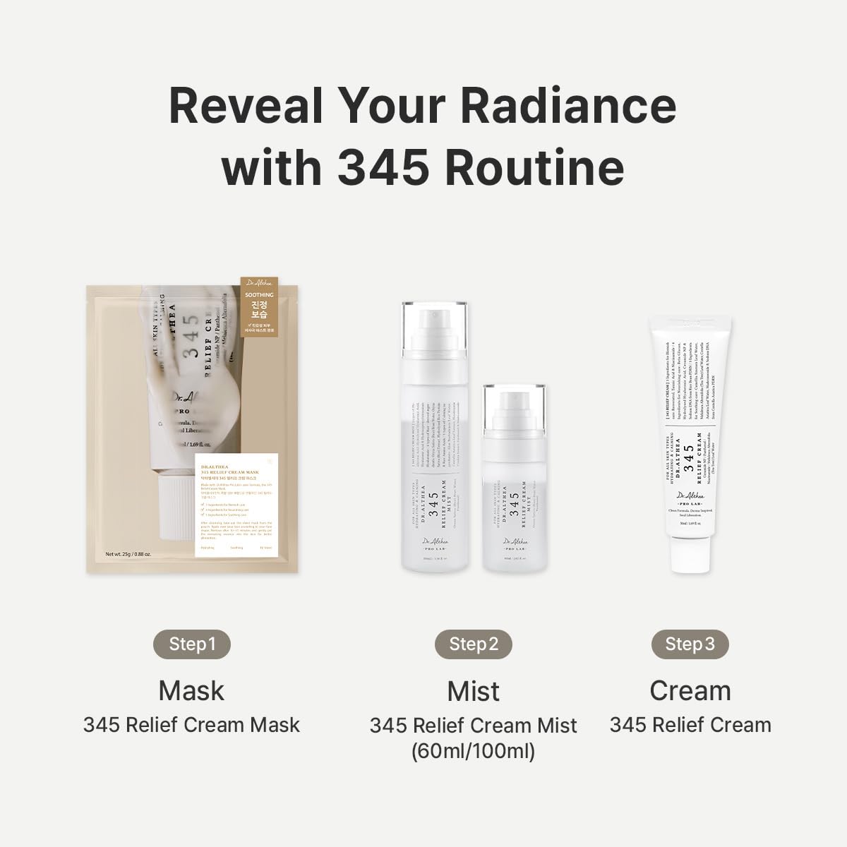 Dr.Althea 345 Relief Cream & Mist Duo, Korean Vegan Skin Care Set
