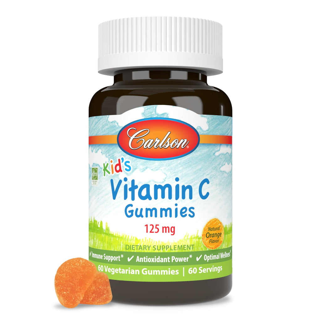 Carlson Kid's Vitamin C Gummies, 125 mg, Non-GMO, 60 Vegetarian Gummies