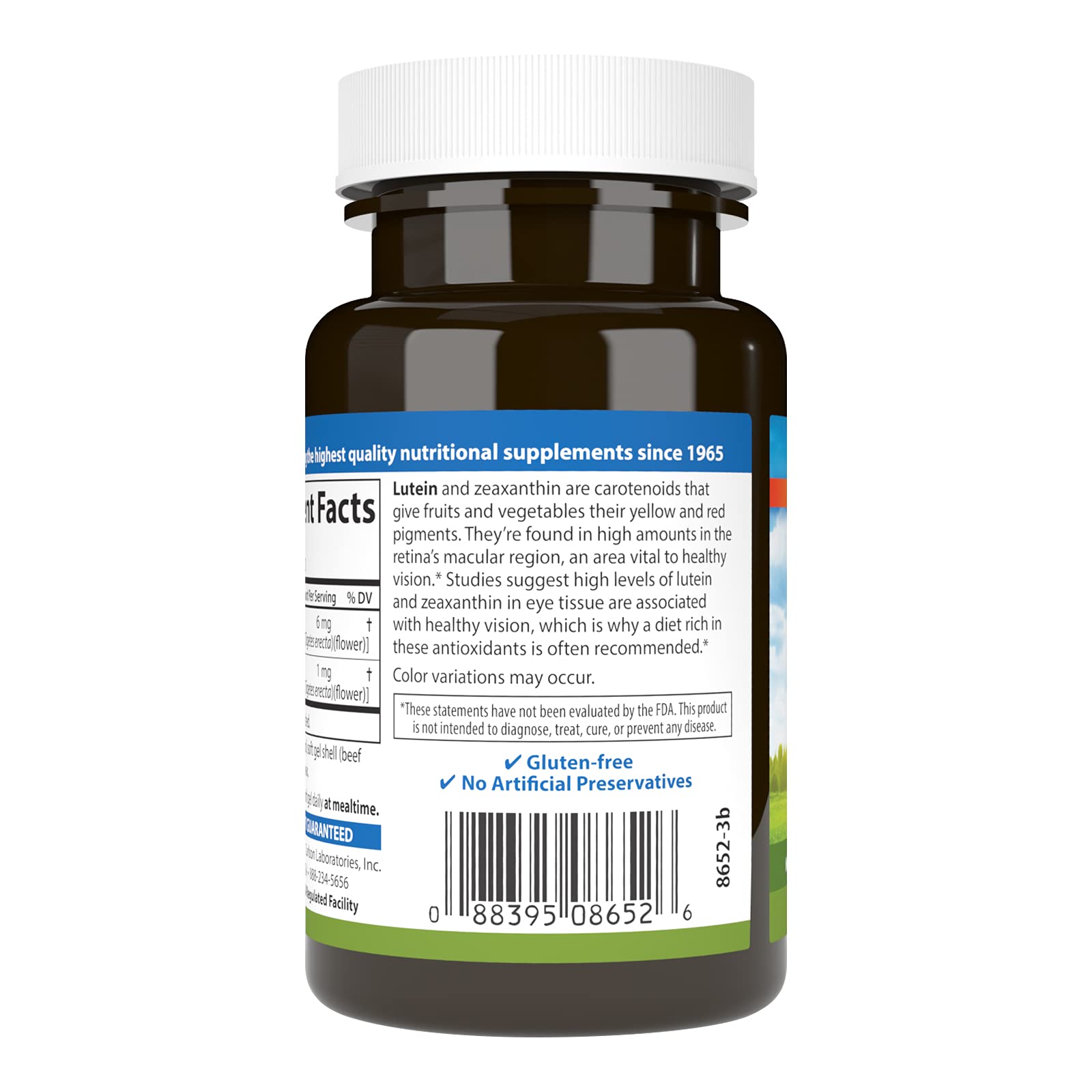 Carlson Lutein, 6 mg, + Zeaxanthin, Made with Lutemax 2020, 180 Softgels