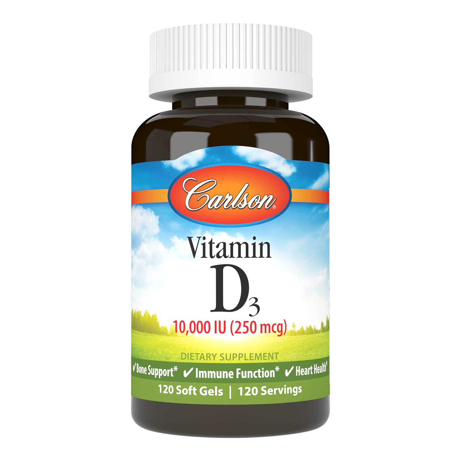 Carlson Vitamin D3 10000 IU (250 mcg), Bone Health, 120 Softgels