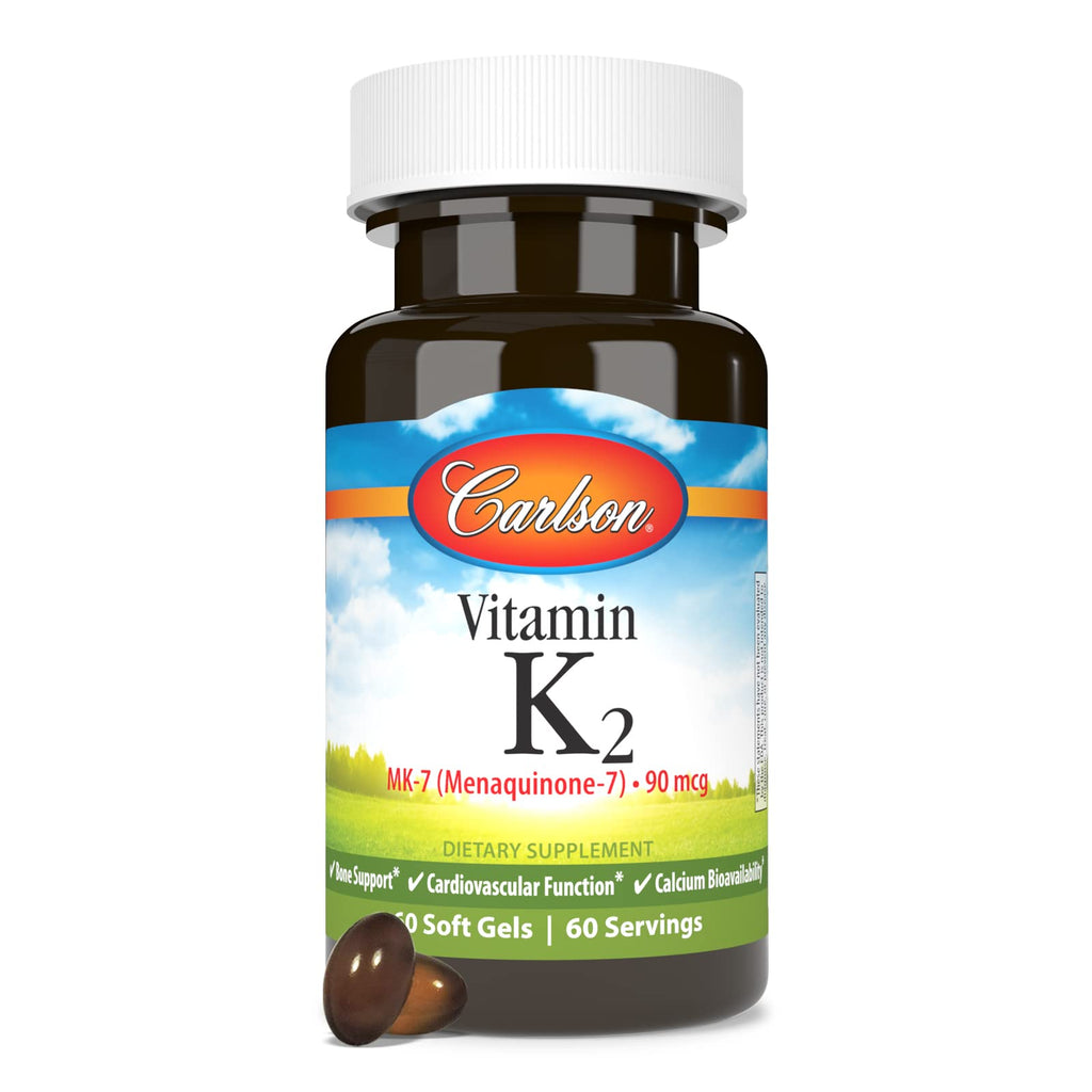 Carlson Vitamin K2 MK-7 (Menaquinone), 90 mcg, Bone Support, 60 Softgels