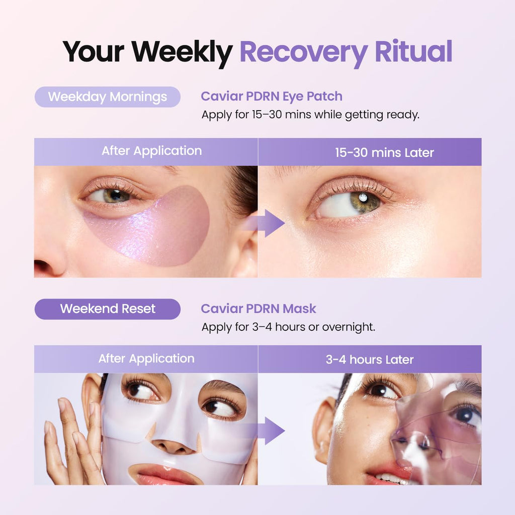 BIODANCE Caviar PDRN Firming & Depuffing Set: Real Deep Mask & Eye Patches Bundle, Under Eye Bags & Puffy Eyes Care, Korean Skincare Routine for Vitality, Glass Skin Gift Set