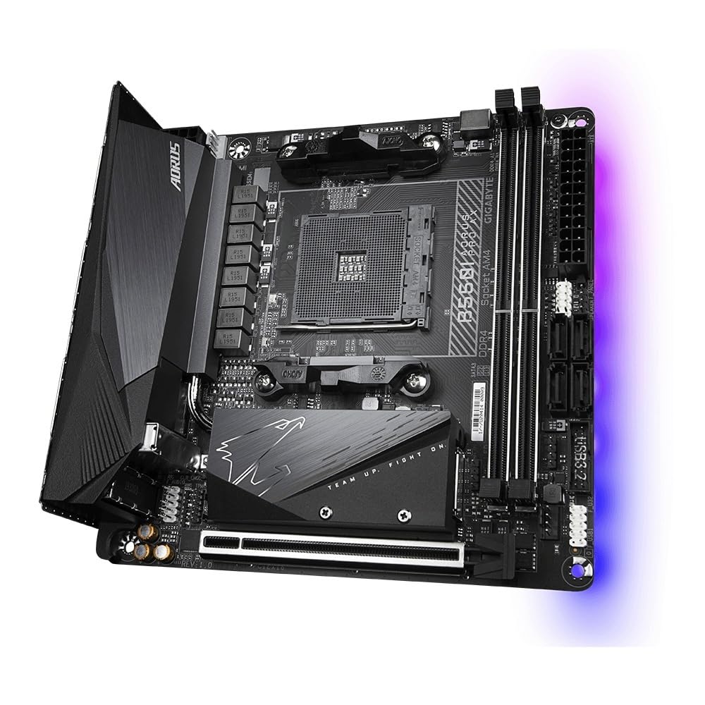 GIGABYTE B550I AORUS PRO AX AMD AM4 ITX Motherboard, Supports Ryzen 5000/4000/3000 Series, DDR4, 6+2 Power Phase, 2X M.2, PCIe 4.0, USB-C, WiFi 6, 2.5 GbE LAN, Q-Flash Plus, WiFi EZ-Plug, RGB Fusion
