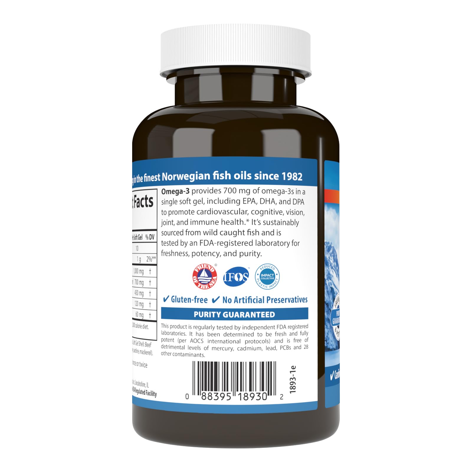Omega-3, 700 mg Omega-3s, EPA, DHA, DPA, Budget Friendly, Wild Caught, Sustainably Sourced, 60 Soft Gels