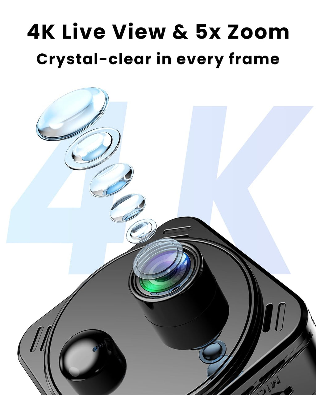 VIDCASTIVE 4K Mini Hidden Camera Dual-Band 2.4/5GHz WiFi Indoor Security Camera with AI Human Detection, Night Vision, Cloud/SD Storage, Up to 150 Days Standby Battery Life