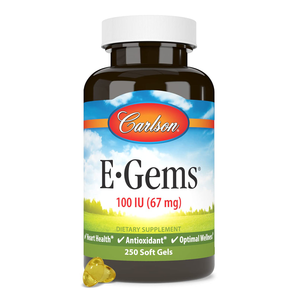 Carlson E-Gems, 100 IU (67 mg), Natural-Source Vitamin E, 250 Soft Gels