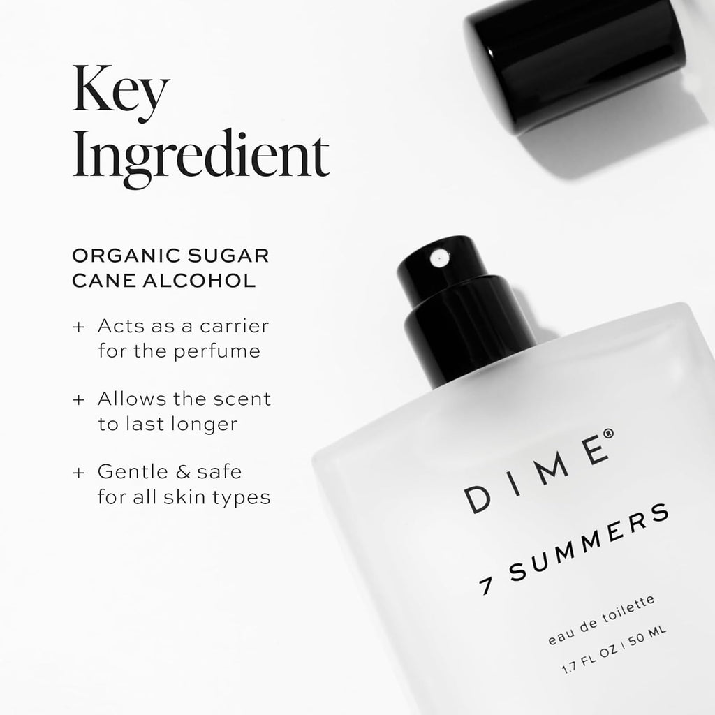 DIME Beauty 7 Summers Perfume for Women - Sweet Floral Eau de Toilette with Bergamot, Vanilla Orchid and Coconut, Clean, Vegan, Cruelty-Free Fragrance, 1.7 oz / 50 ml