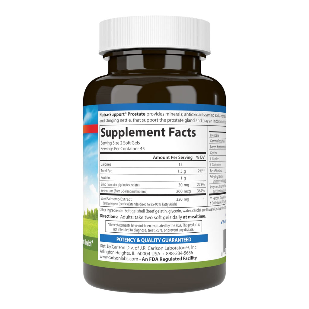 Carlson Nutra-Support Prostate, Prostate Support, Men's Health, 90 Softgels